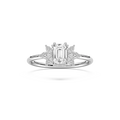 Fia 7/8 ctw Emerald LGD Petite Flower Side Stone Promise Ring - 14K White Gold