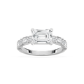 Finley 2 ³⁄₄ ctw Emerald LGD East West Side Stone Engagement Ring - 14K White Gold / F-VS2