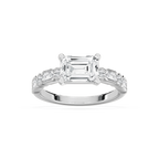 Finley 2 ³⁄₄ ctw Emerald LGD East West Side Stone Engagement Ring - 14K White Gold / F-VS2