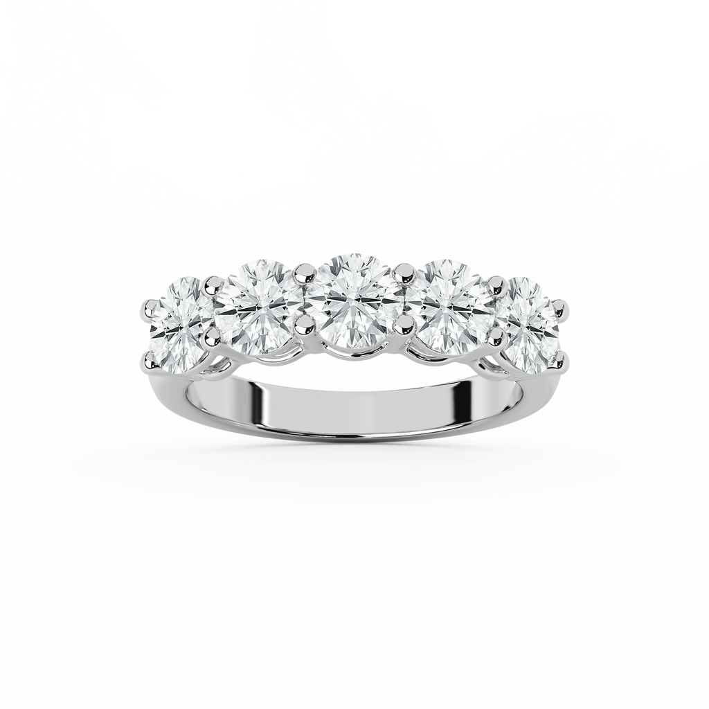 Luka Round LGD Five Stone Shared Prong Anniversary Band - 14K White Gold / 1.5 ctw