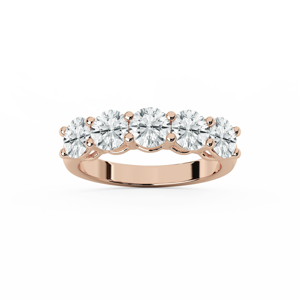 Luka Round LGD Five Stone Shared Prong Anniversary Band - 14K Rose Gold / 1.5 ctw
