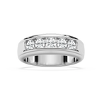 Andrew 1 ⅕ ctw Round LGD 5.20mm Channel Mens Wedding Band - 14K White Gold