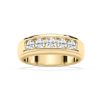 Andrew 1 ⅕ ctw Round LGD 5.20mm Channel Mens Wedding Band - 14K Yellow Gold