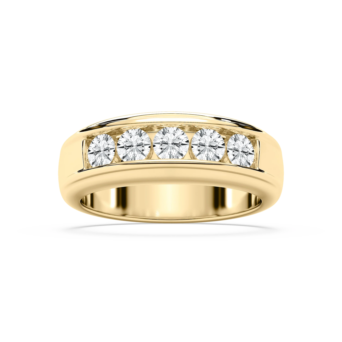 Andrew 1 ⅕ ctw Round LGD 5.20mm Channel Mens Wedding Band - 14K Yellow Gold