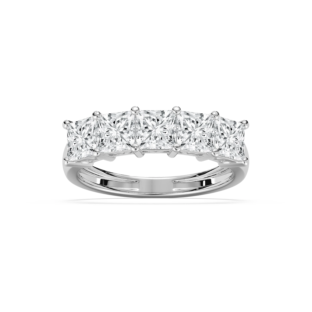 Londyn 2 ½ ctw Princess LGD Five Stone Shared Prong Anniversary Band - 14K White Gold