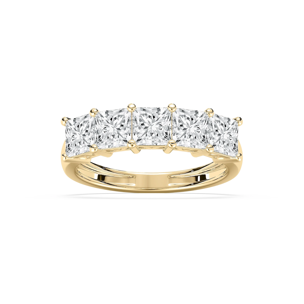 Londyn 2 ½ ctw Princess LGD Five Stone Shared Prong Anniversary Band - 14K Yellow Gold