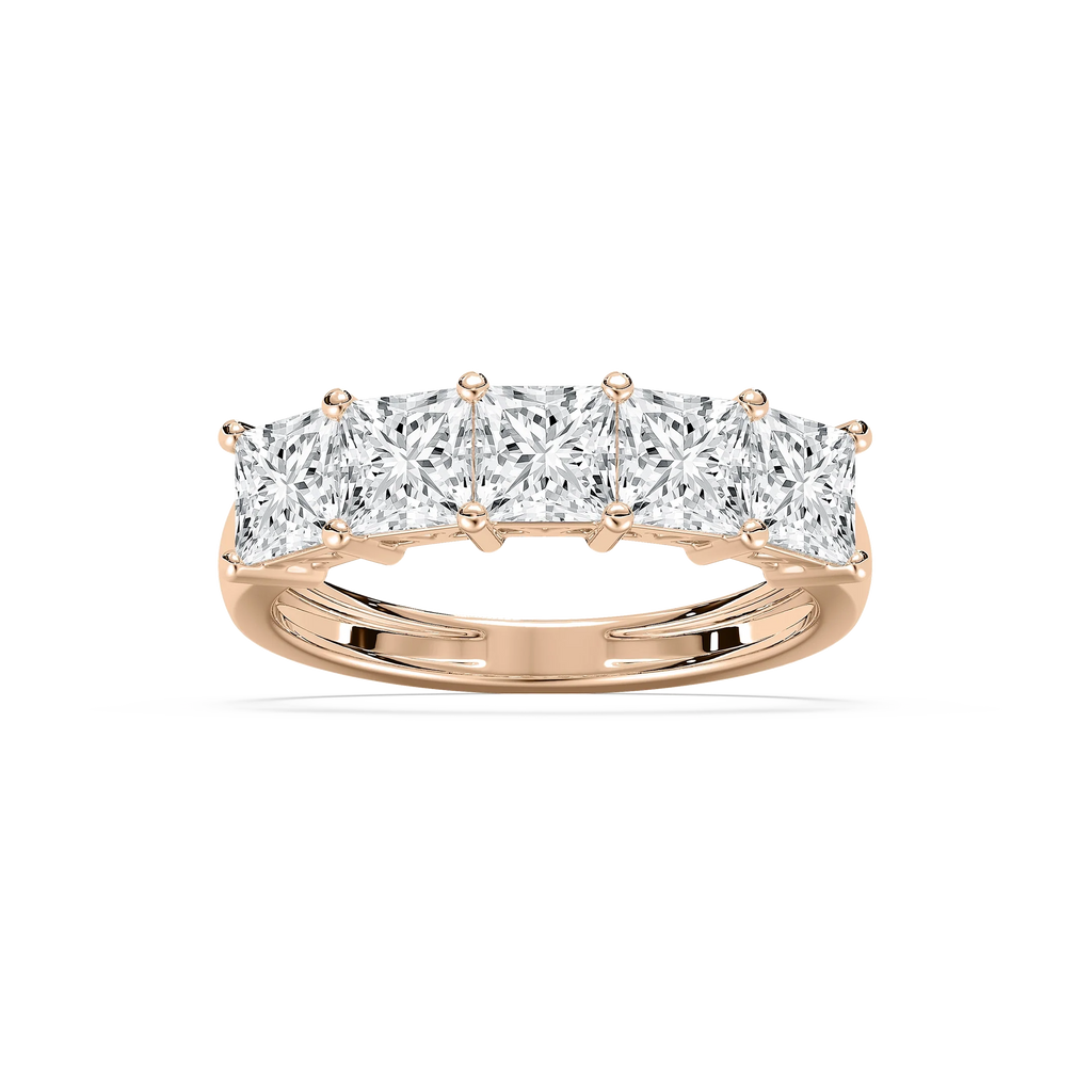 Londyn 2 ½ ctw Princess LGD Five Stone Shared Prong Anniversary Band - 14K Rose Gold