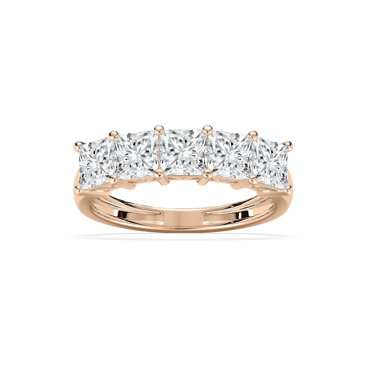 Londyn 2 ½ ctw Princess LGD Five Stone Shared Prong Anniversary Band - 14K Rose Gold