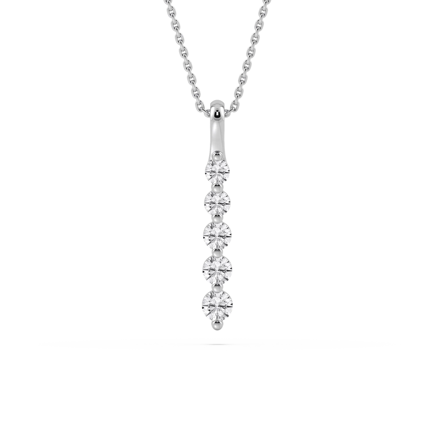 Round LGD Five Stone Vertical Necklace