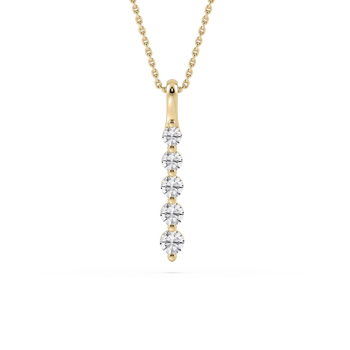 Round LGD Five Stone Vertical Necklace