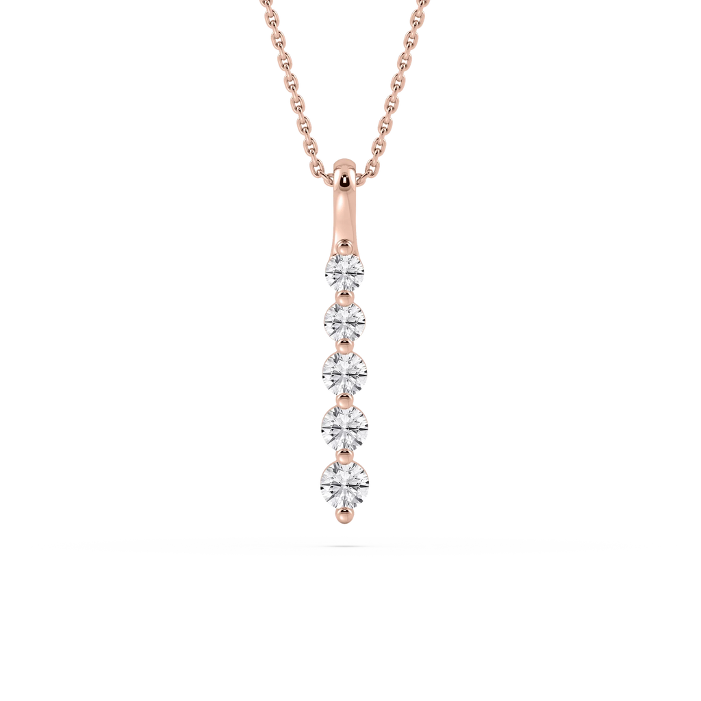 Round LGD Five Stone Vertical Necklace