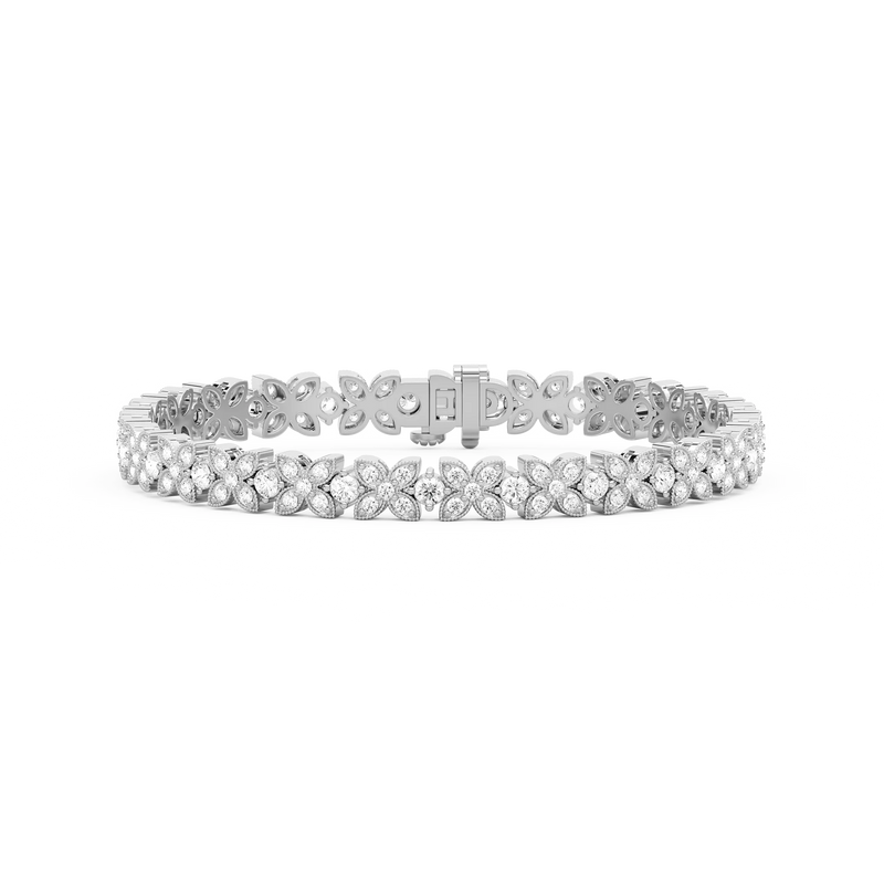 4 ¹⁄₈ ctw Round LGD Floral Bracelet  - 7 Inches