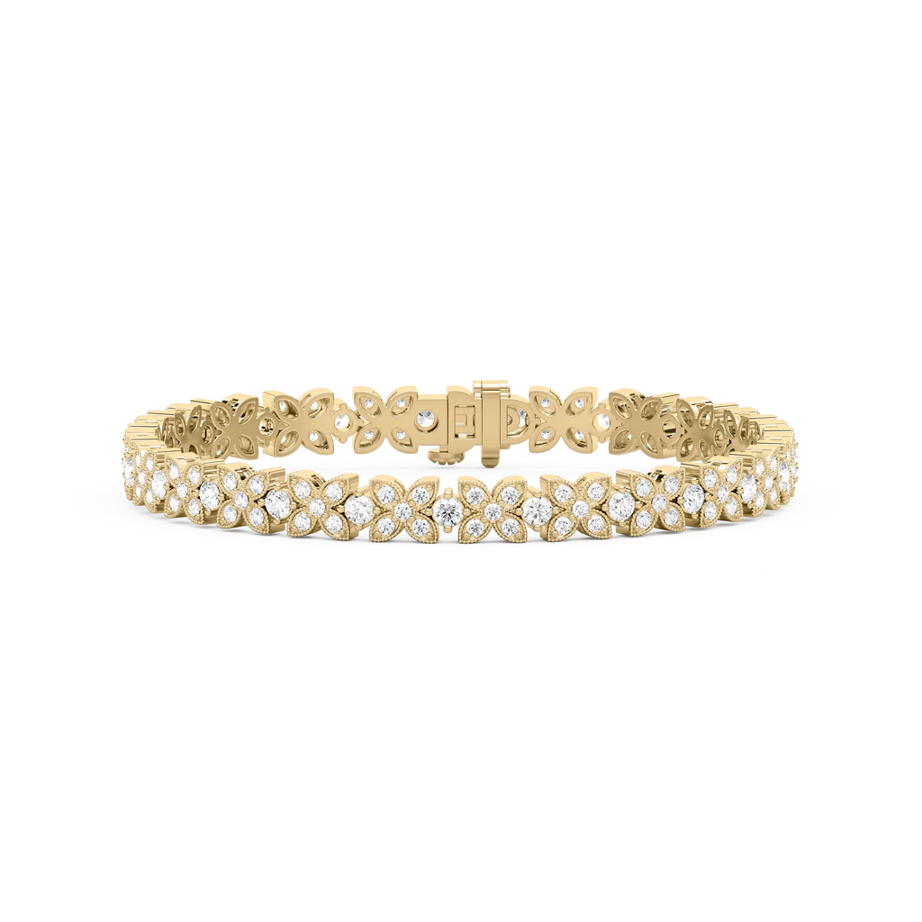 4 ¹⁄₈ ctw Round LGD Floral Bracelet  - 7 Inches