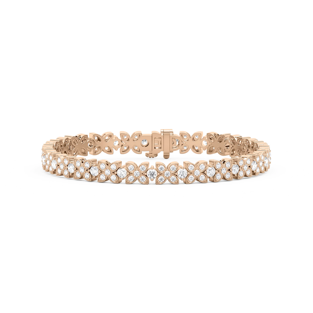 4 ¹⁄₈ ctw Round LGD Floral Bracelet  - 7 Inches