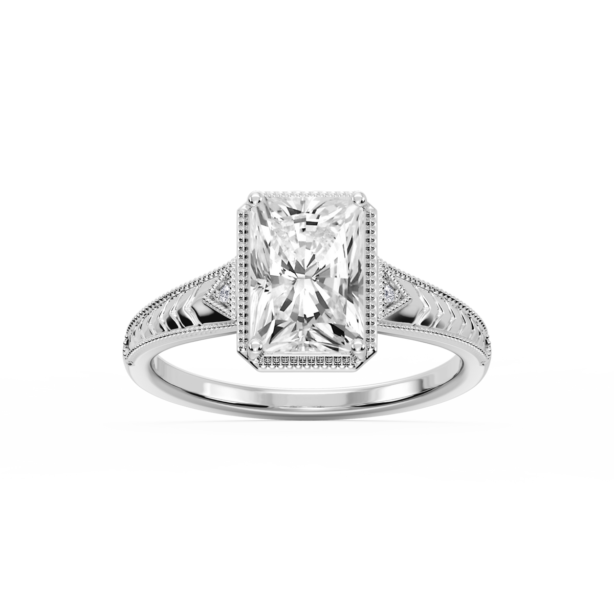 Florence Radiant LGD Milgrain Bezel Three Stone Engagement Ring