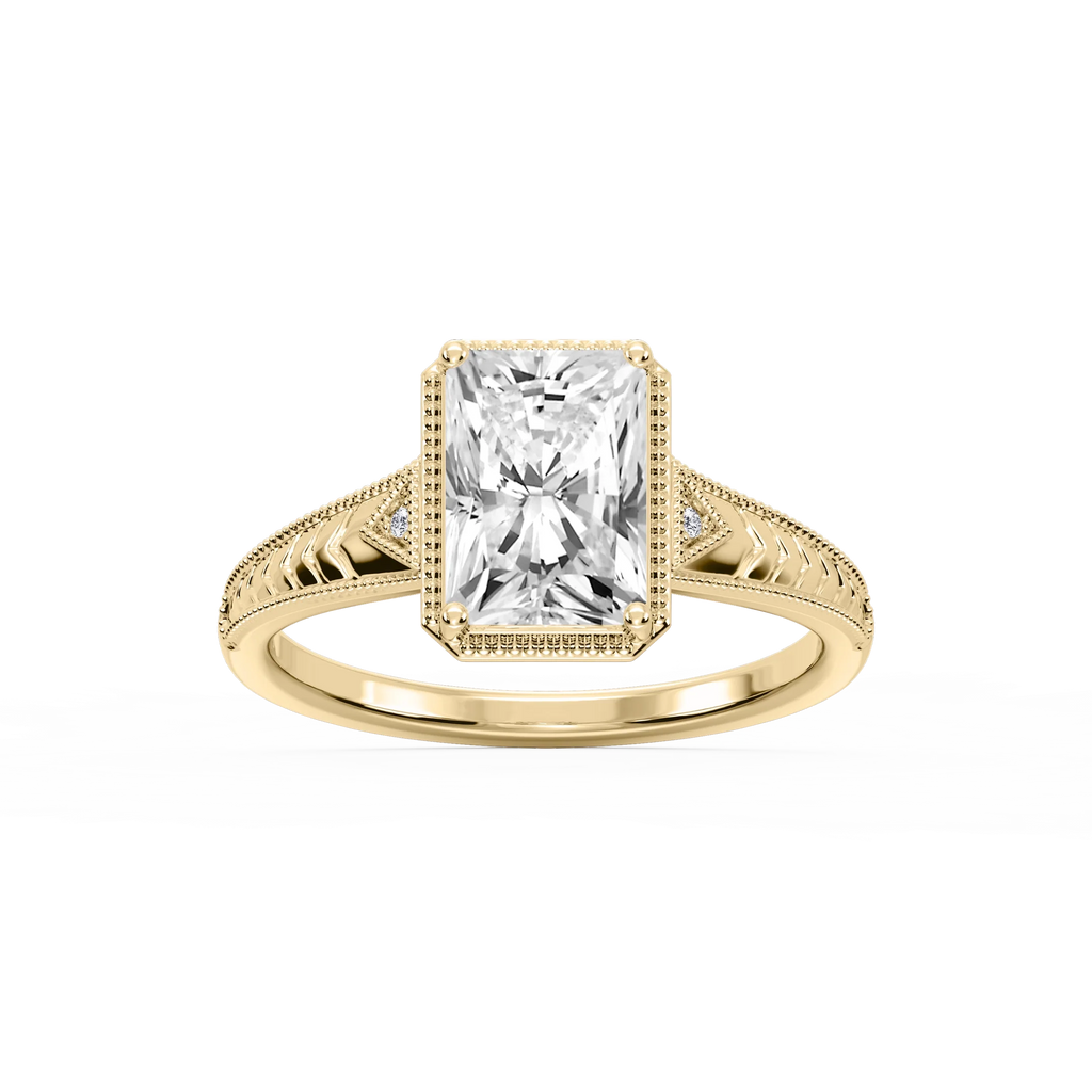 Florence Radiant LGD Milgrain Bezel Three Stone Engagement Ring