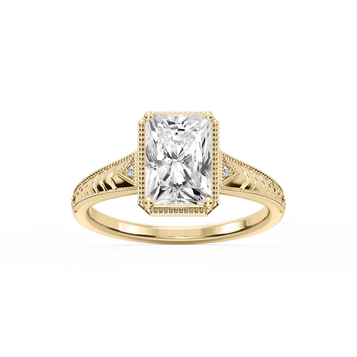 Florence Radiant LGD Milgrain Bezel Three Stone Engagement Ring