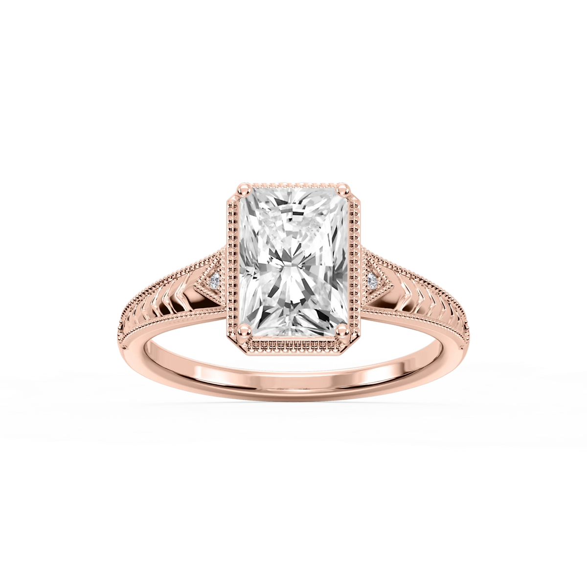 Florence Radiant LGD Milgrain Bezel Three Stone Engagement Ring