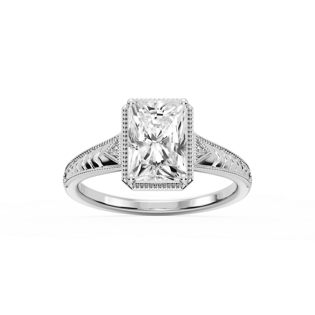 Florence Radiant LGD Milgrain Bezel Three Stone Engagement Ring