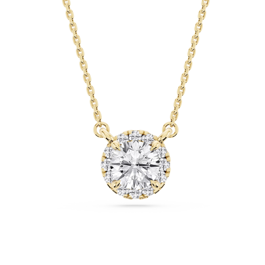 Round LGD French Halo Pendant   - 18 Inches
