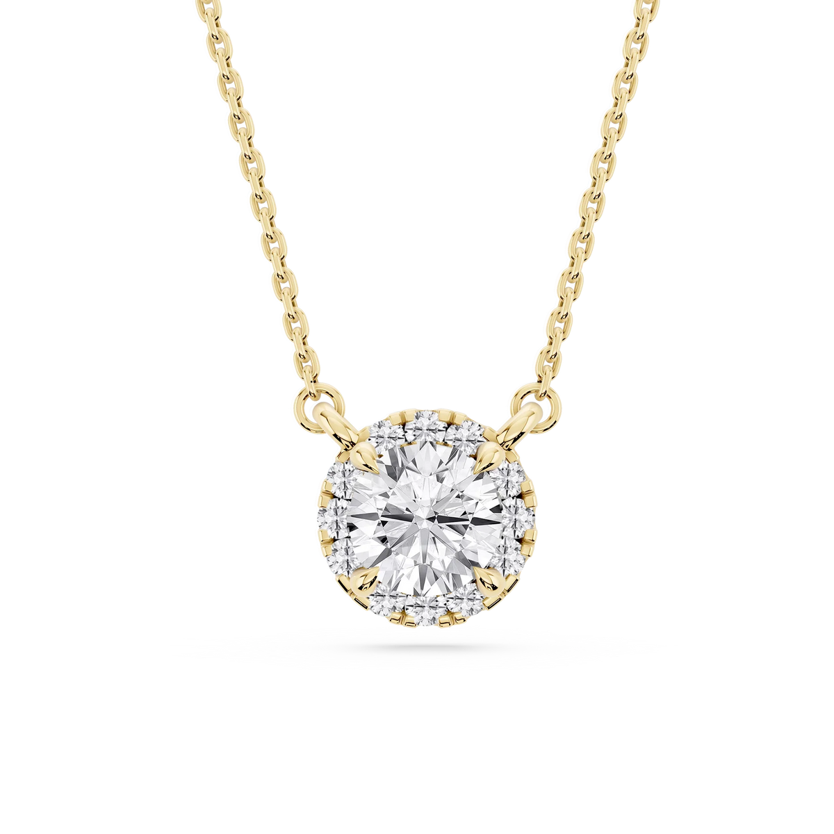 Round LGD French Halo Pendant   - 18 Inches