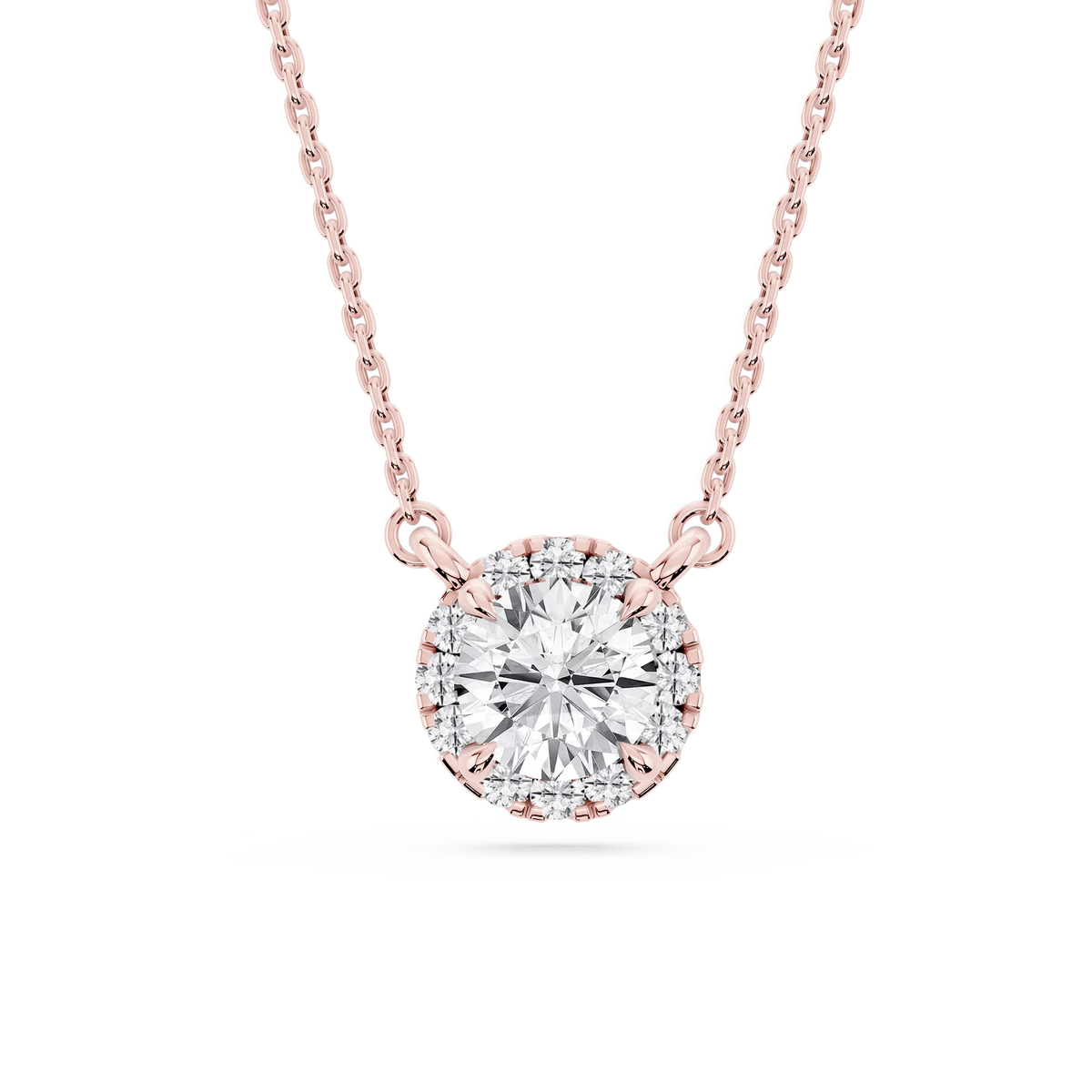 Round LGD French Halo Pendant   - 18 Inches