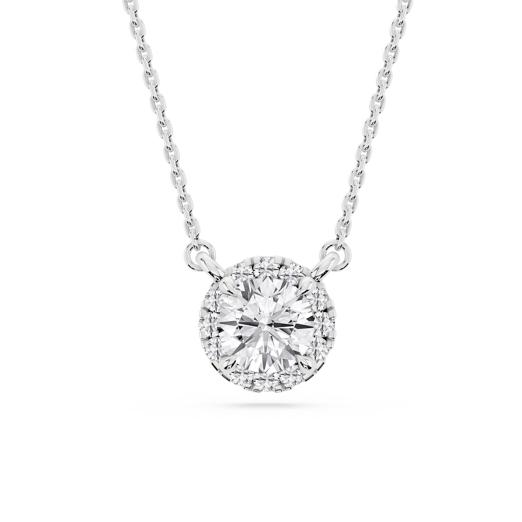 Round LGD French Halo Pendant   - 18 Inches