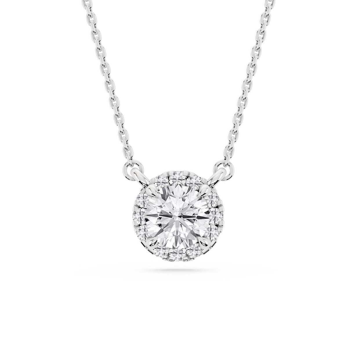 Round LGD French Halo Pendant   - 18 Inches