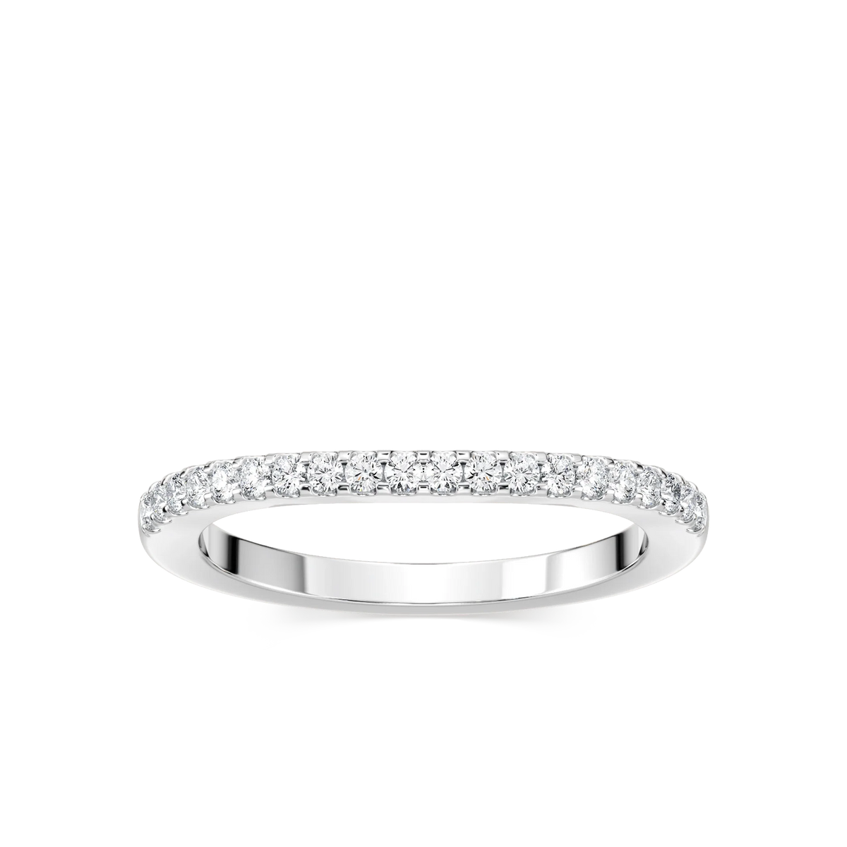 Frost Round LGD Pave Curved Band - 18K White Gold