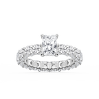 Giselle Radiant LGD Pave Eternity Hidden Halo Engagement Ring - 14K White Gold / 4 ⅞ ctw / F-VS2