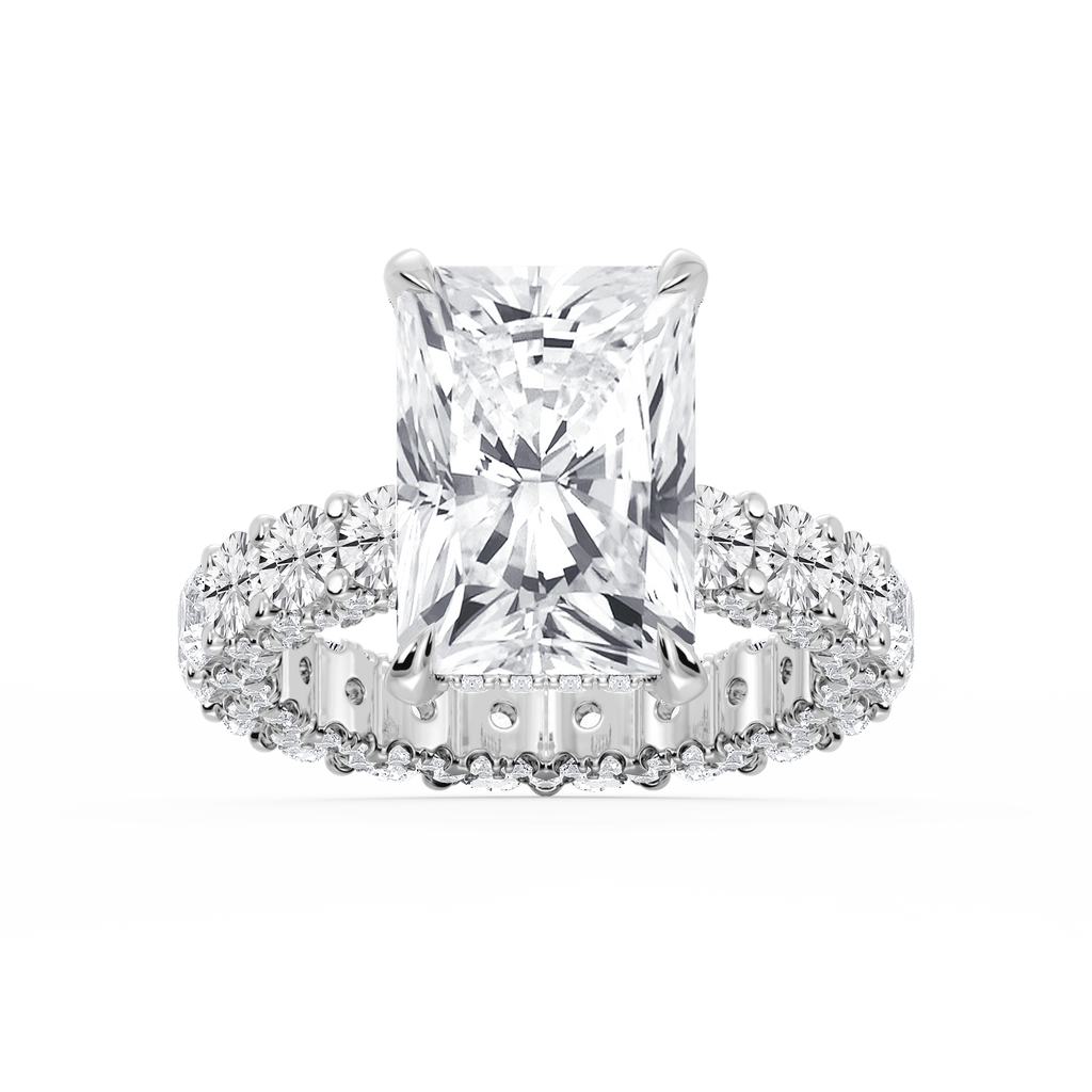 Giselle Radiant LGD Pave Eternity Hidden Halo Engagement Ring - 14K White Gold / 6 ⅙ ctw / F-VS2