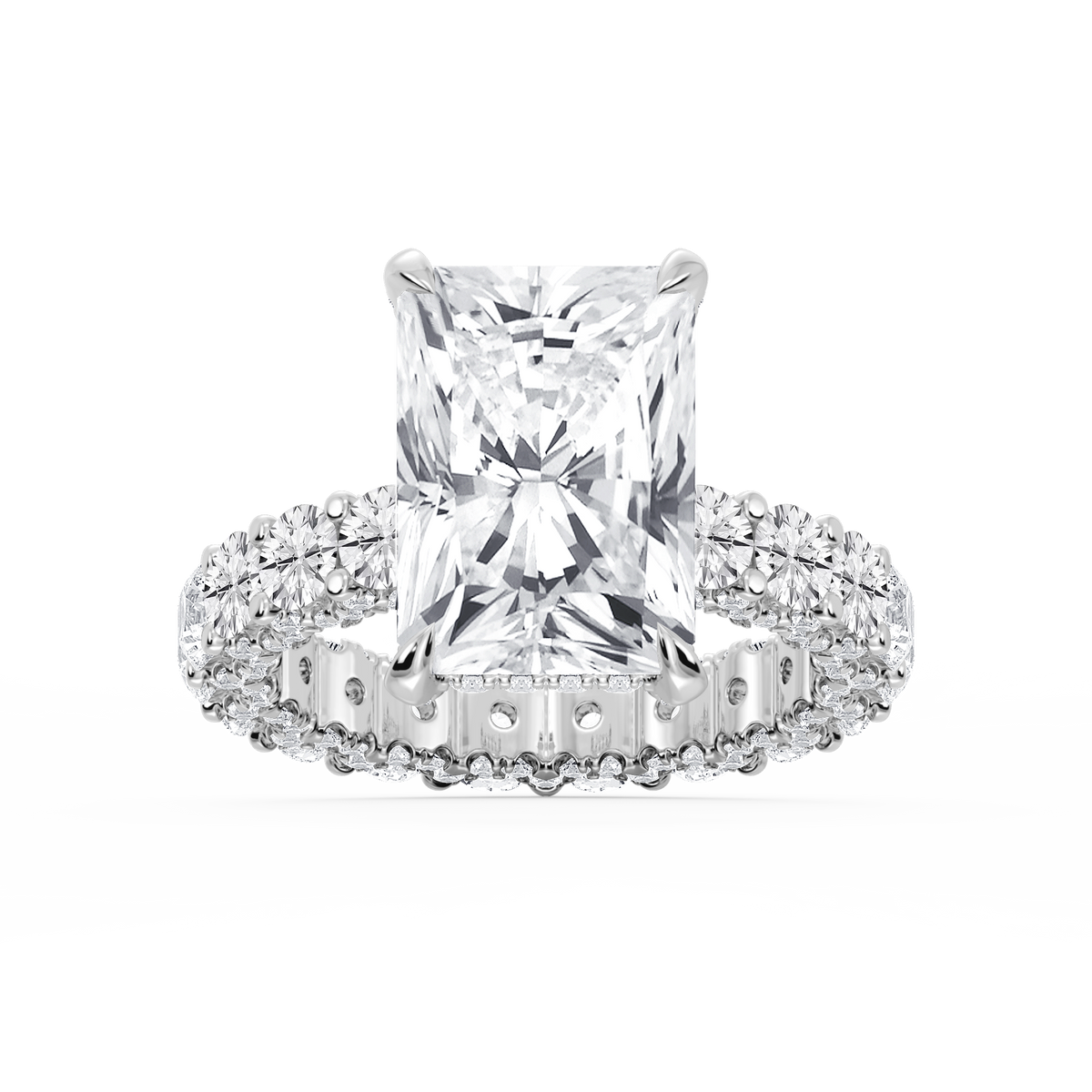 Giselle Radiant LGD Pave Eternity Hidden Halo Engagement Ring - 14K White Gold / 6 ⅙ ctw / F-VS2