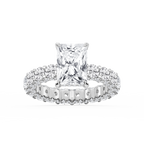 Giselle Radiant LGD Pave Eternity Hidden Halo Engagement Ring - 14K White Gold / 7 ⅙ ctw / F-VS2