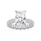 Giselle Radiant LGD Pave Eternity Hidden Halo Engagement Ring - 14K White Gold / 9 ⅖ ctw / F-VS2