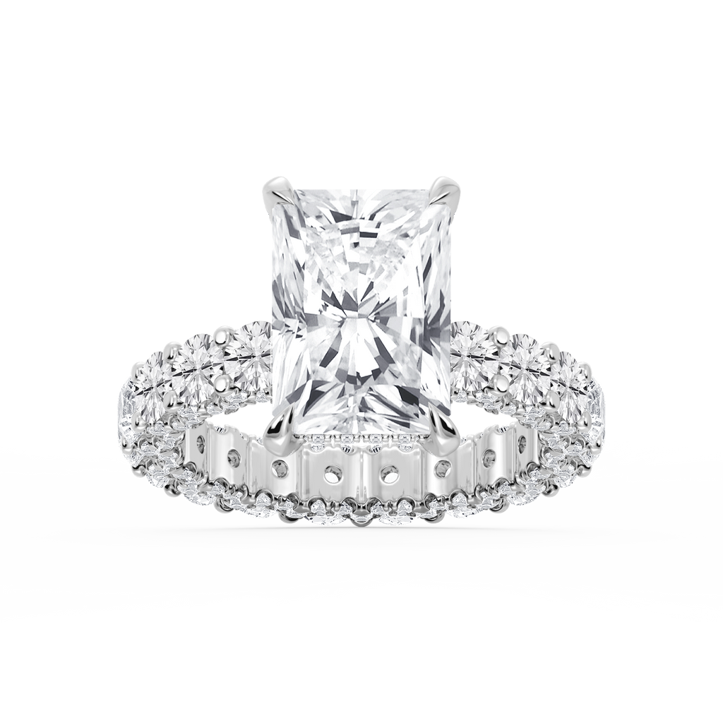 Giselle Radiant LGD Pave Eternity Hidden Halo Engagement Ring - 14K White Gold / 10 ¾ ctw / F-VS2