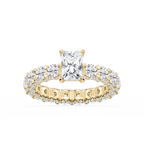 Giselle Radiant LGD Pave Eternity Hidden Halo Engagement Ring - 14K Yellow Gold / 3 ⅞ ctw / F-VS2
