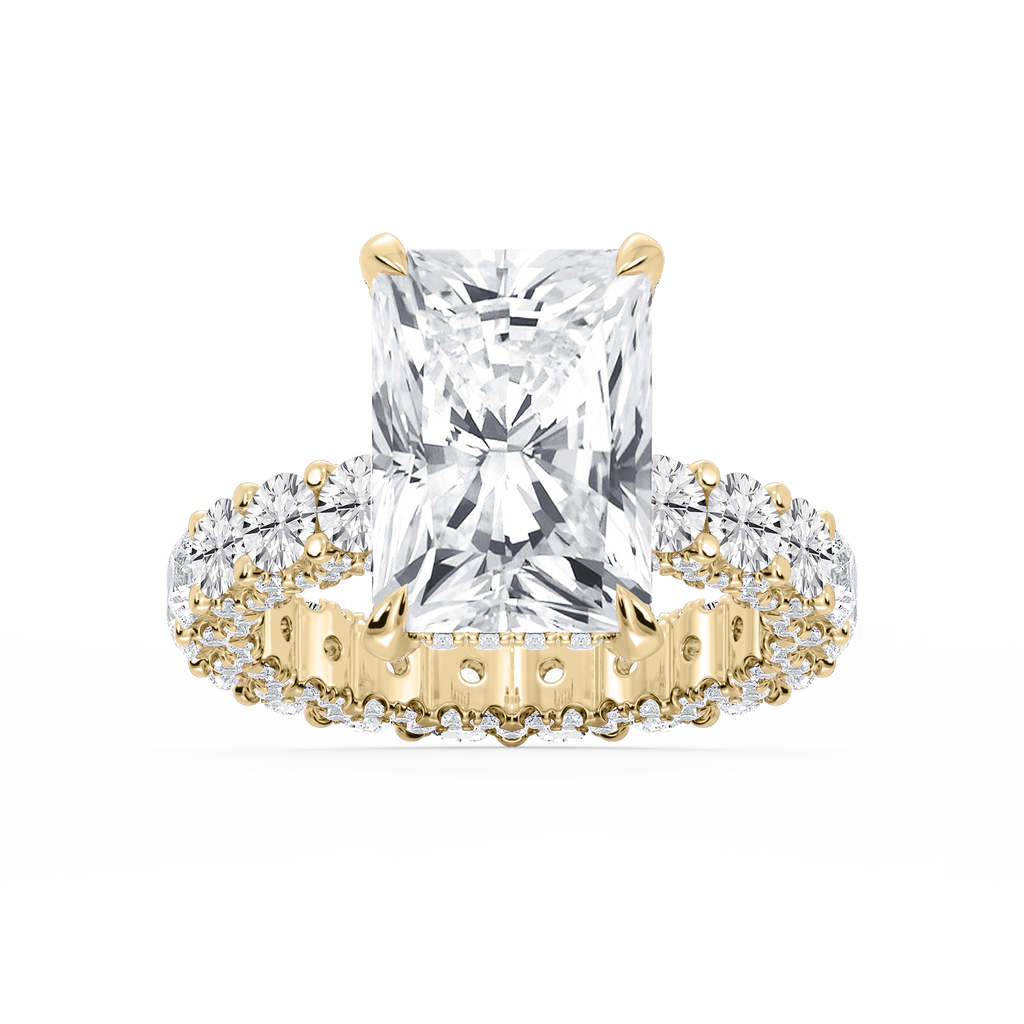 Giselle Radiant LGD Pave Eternity Hidden Halo Engagement Ring - 14K Yellow Gold / 6 ⅙ ctw / F-VS2