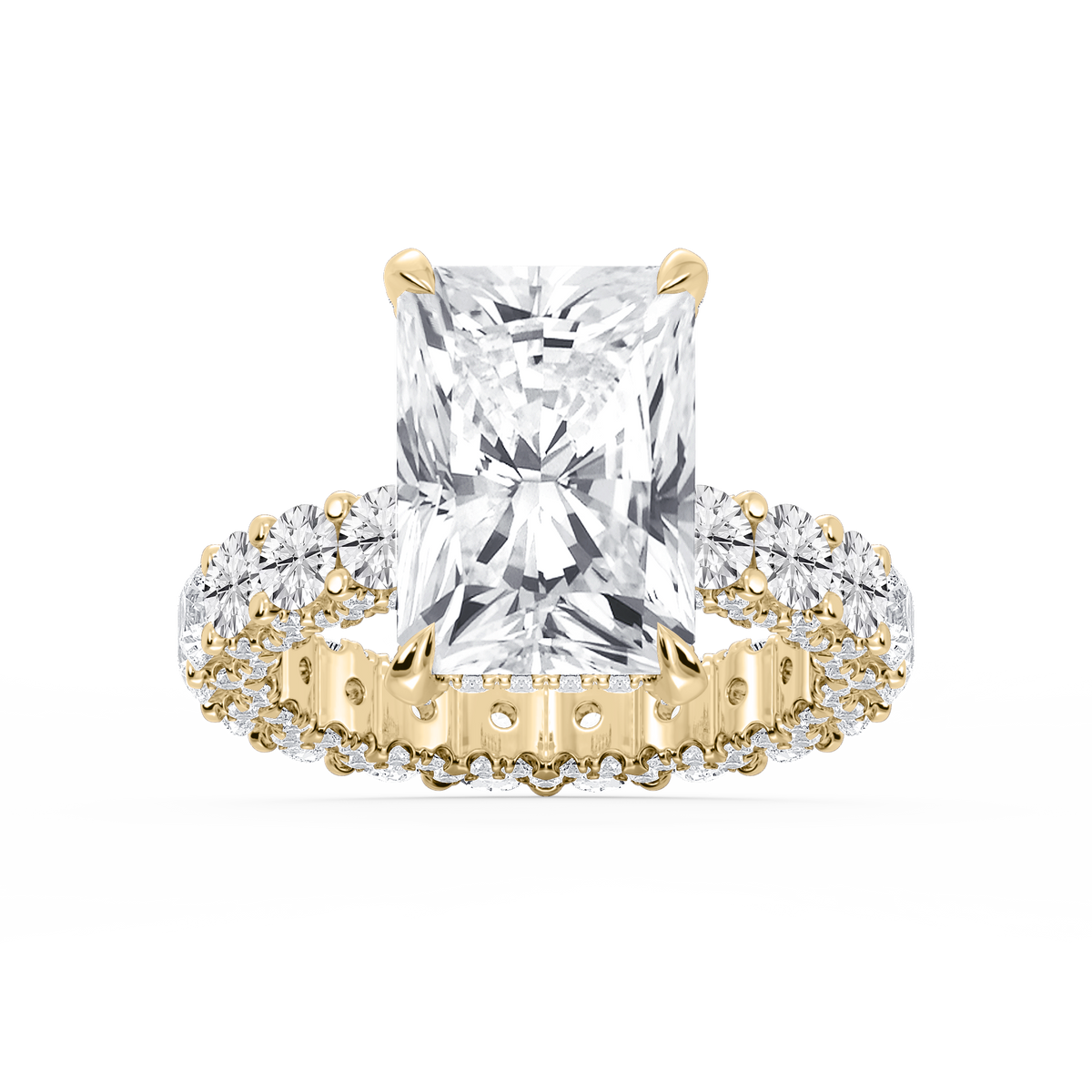 Giselle Radiant LGD Pave Eternity Hidden Halo Engagement Ring - 14K Yellow Gold / 6 ⅙ ctw / F-VS2