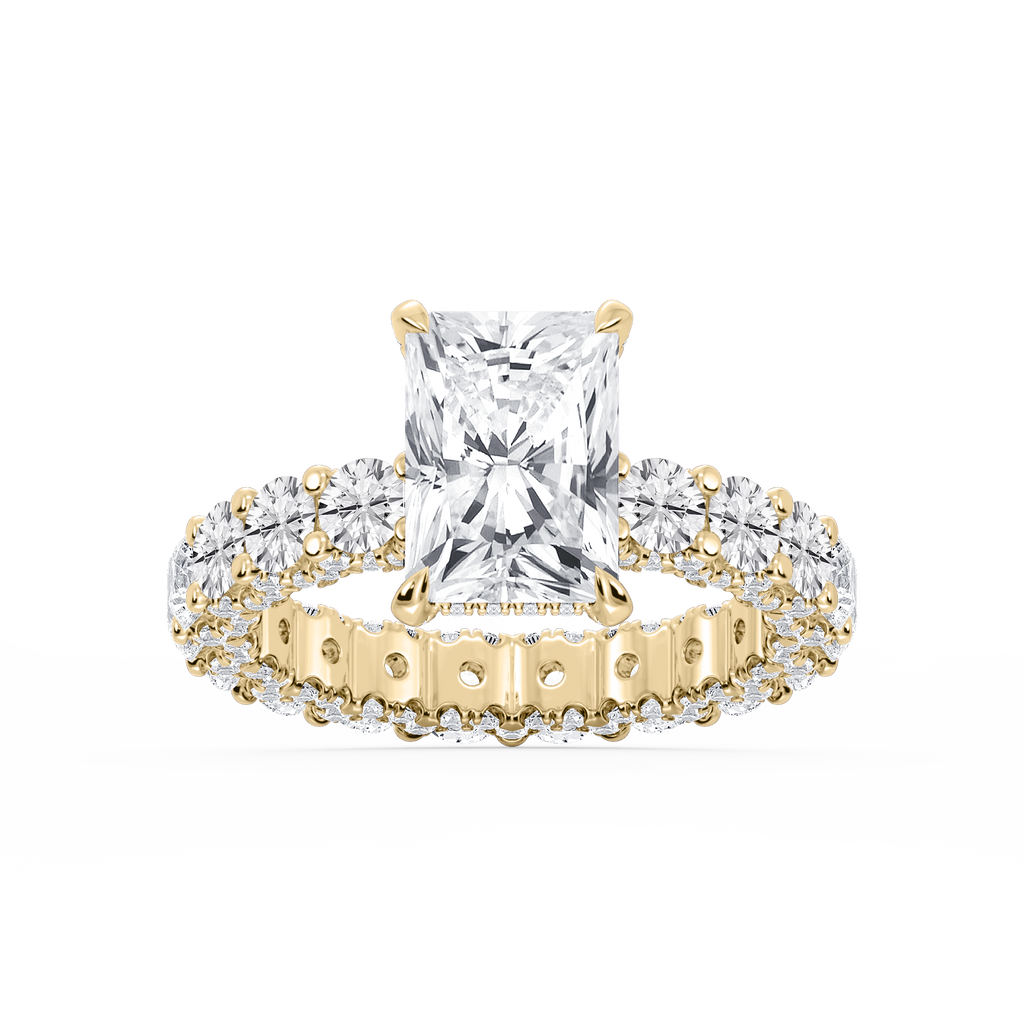 Giselle Radiant LGD Pave Eternity Hidden Halo Engagement Ring - 14K Yellow Gold / 7 ⅙ ctw / F-VS2