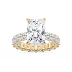 Giselle Radiant LGD Pave Eternity Hidden Halo Engagement Ring - 14K Yellow Gold / 9 ⅖ ctw / F-VS2
