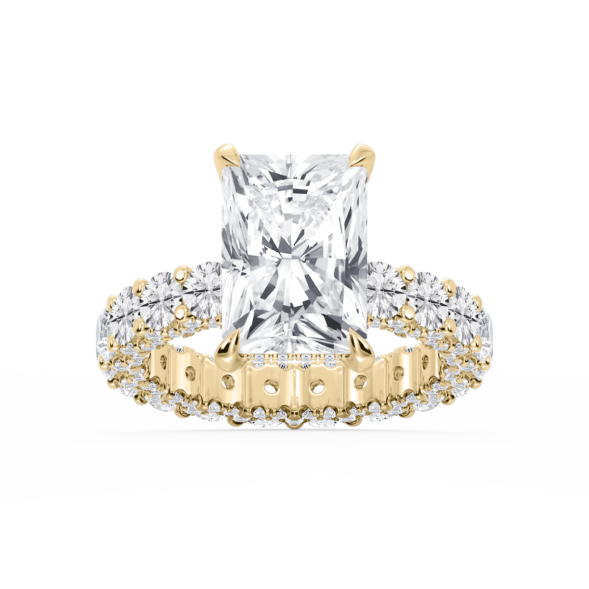 Giselle Radiant LGD Pave Eternity Hidden Halo Engagement Ring - 14K Yellow Gold / 9 ⅖ ctw / F-VS2