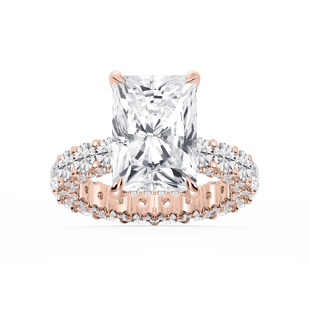 Giselle Radiant LGD Pave Eternity Hidden Halo Engagement Ring - 14K Rose Gold / 4 ⅞ ctw / F-VS2