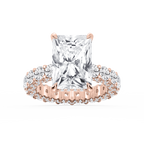 Giselle Radiant LGD Pave Eternity Hidden Halo Engagement Ring - 14K Rose Gold / 4 ⅞ ctw / F-VS2