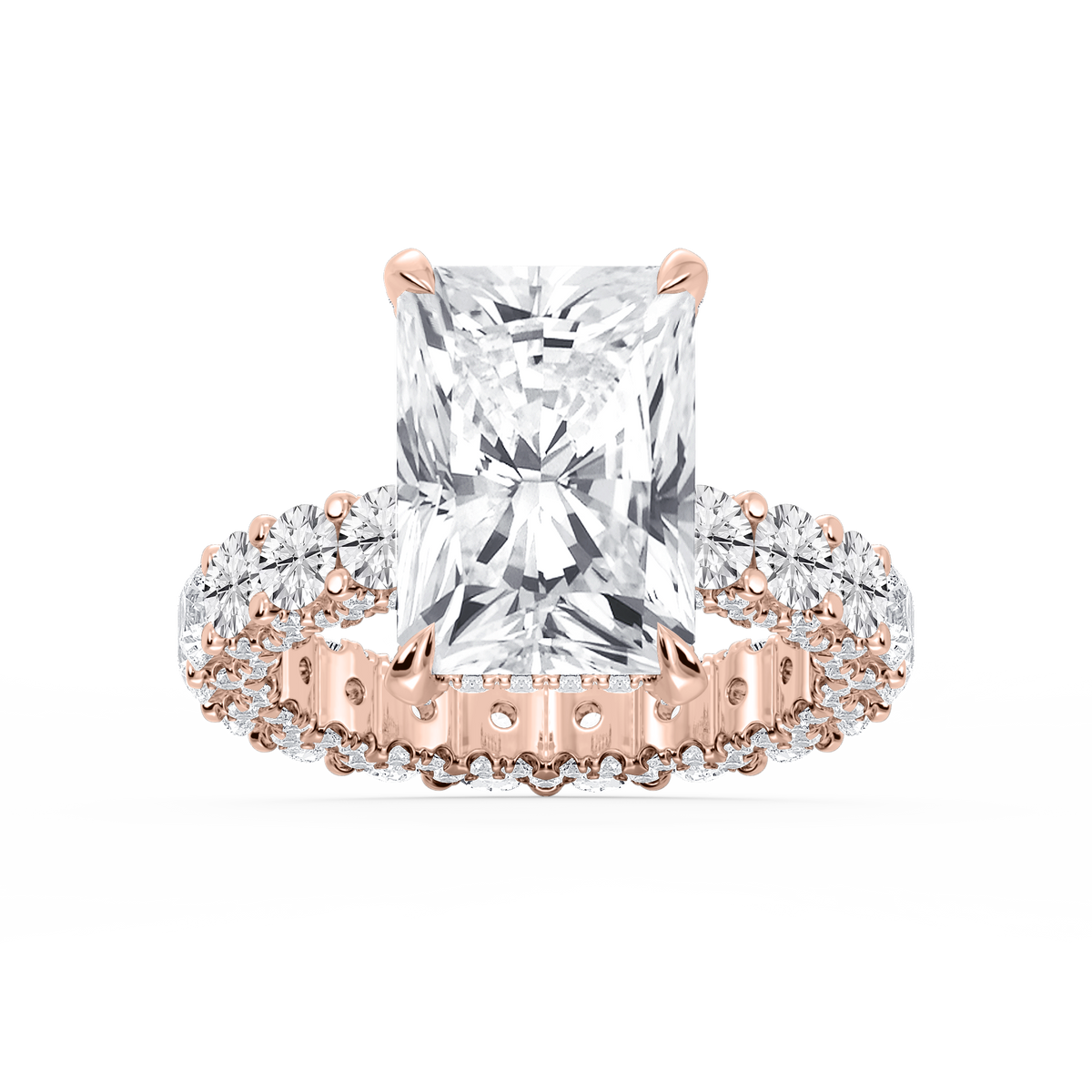 Giselle Radiant LGD Pave Eternity Hidden Halo Engagement Ring - 14K Rose Gold / 4 ⅞ ctw / F-VS2