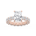 Giselle Radiant LGD Pave Eternity Hidden Halo Engagement Ring - 14K Rose Gold / 7 ⅙ ctw / F-VS2