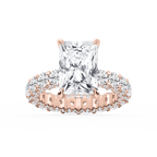 Giselle Radiant LGD Pave Eternity Hidden Halo Engagement Ring - 14K Rose Gold / 9 ⅖ ctw / F-VS2