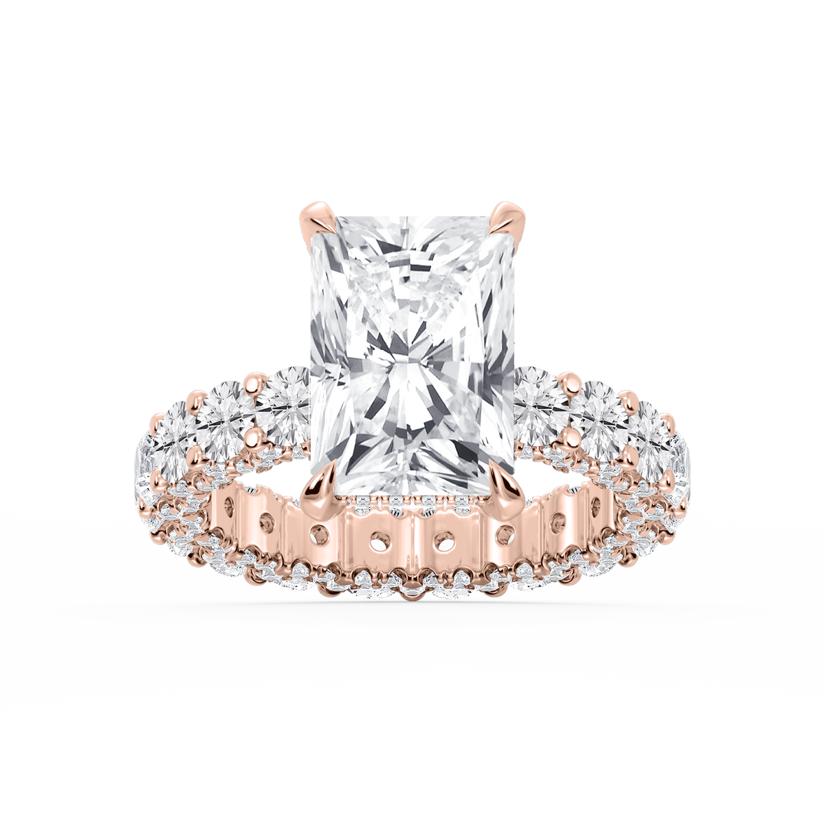 Giselle Radiant LGD Pave Eternity Hidden Halo Engagement Ring - 14K Rose Gold / 9 ⅖ ctw / F-VS2