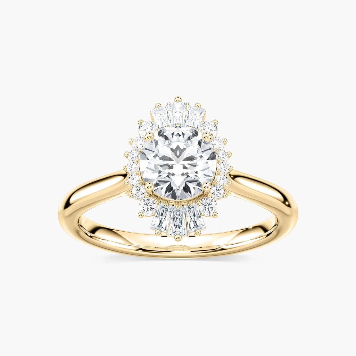 Katheryn Round LGD Vintage Halo Engagement Ring - 14K Yellow Gold