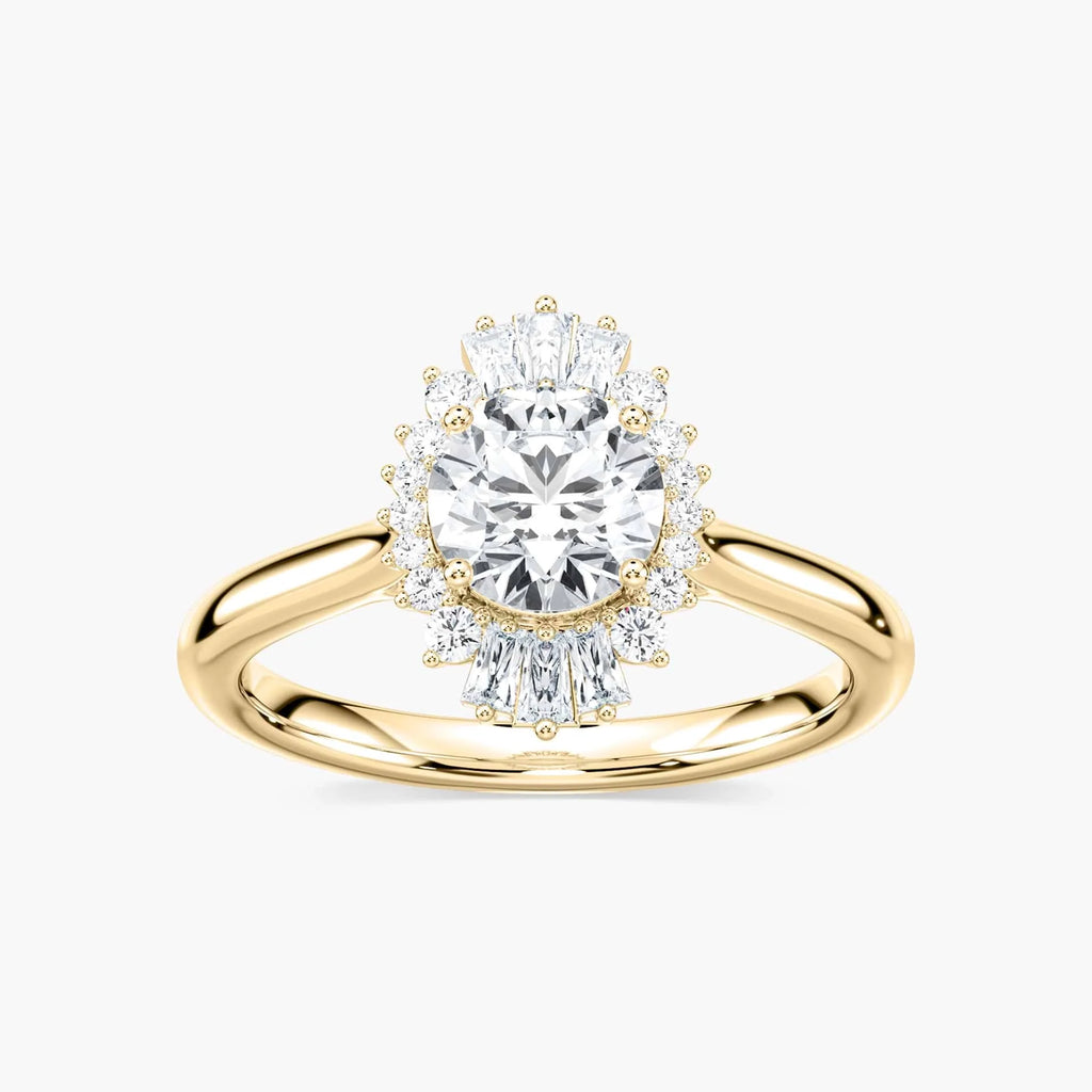 Katheryn Round LGD Vintage Halo Engagement Ring - 18K Yellow Gold