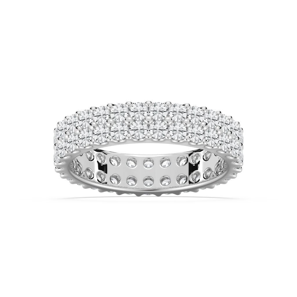 Regina 2 ctw Round LGD Double Row Shared Prong Eternity Band - 14K White Gold